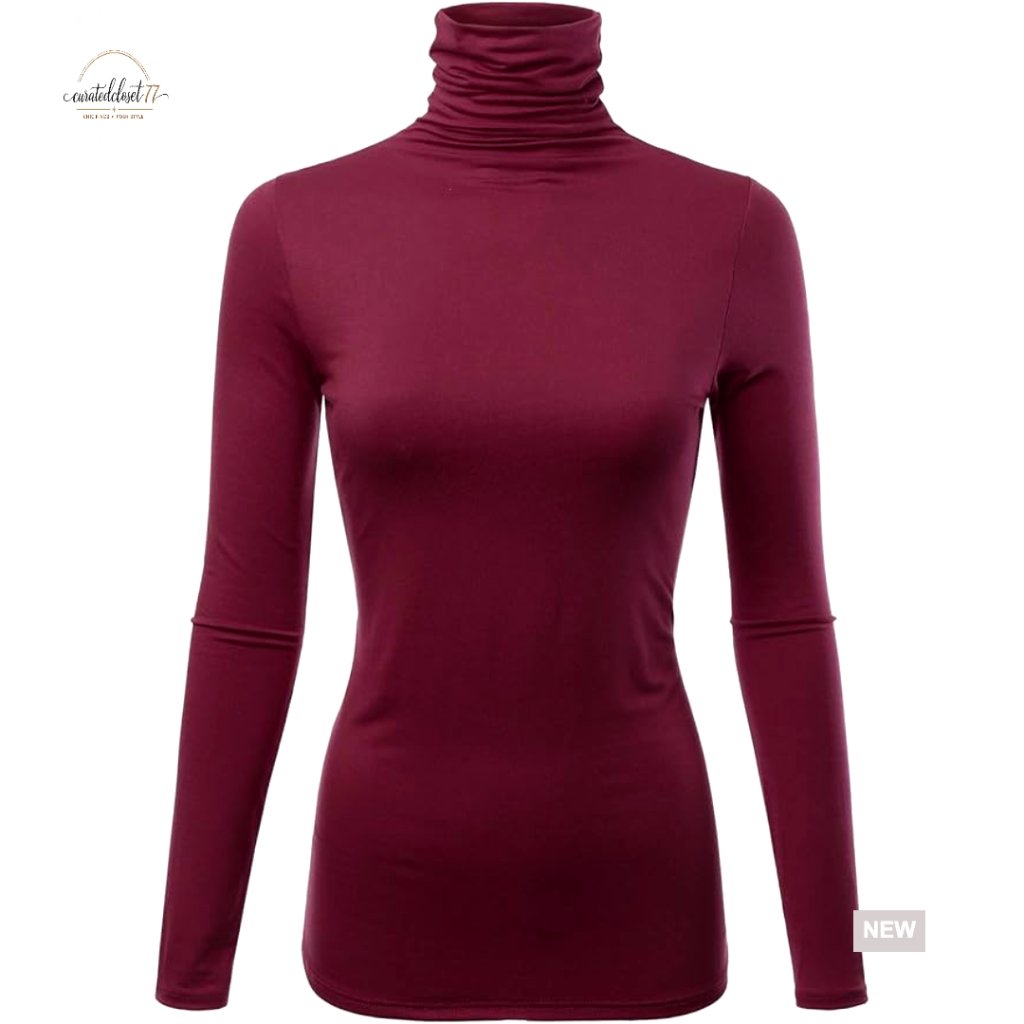 Premium Long Sleeve Turtleneck Pullover Sweater Lightweight Made In Usa